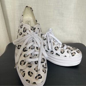Keds triple kicks Women's Leopard Print Sneakers - White and Black 10 NWOB